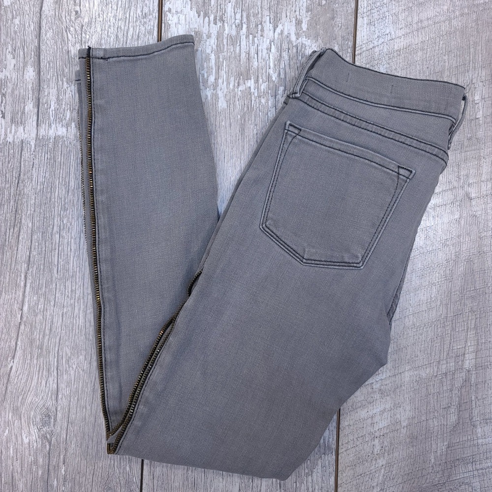Frame Le Skinny de Jeanne Jeans Women 25 Grey Side Zipper Thatcher